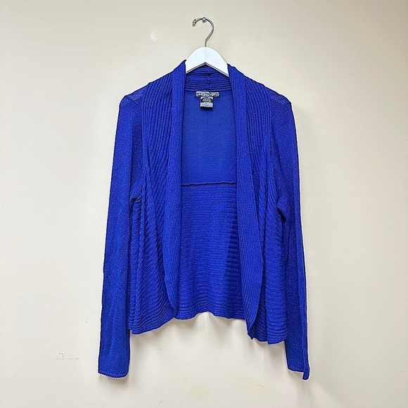 Blue Sparkle Cardigan Size Large Corpcore Office siren - Picture 1 of 7